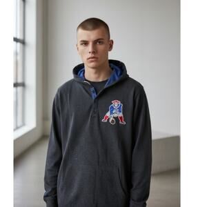 🆕 Mitchell & Ness NFL New England Patriots Hoodie Dark Gray Patriot Throwback